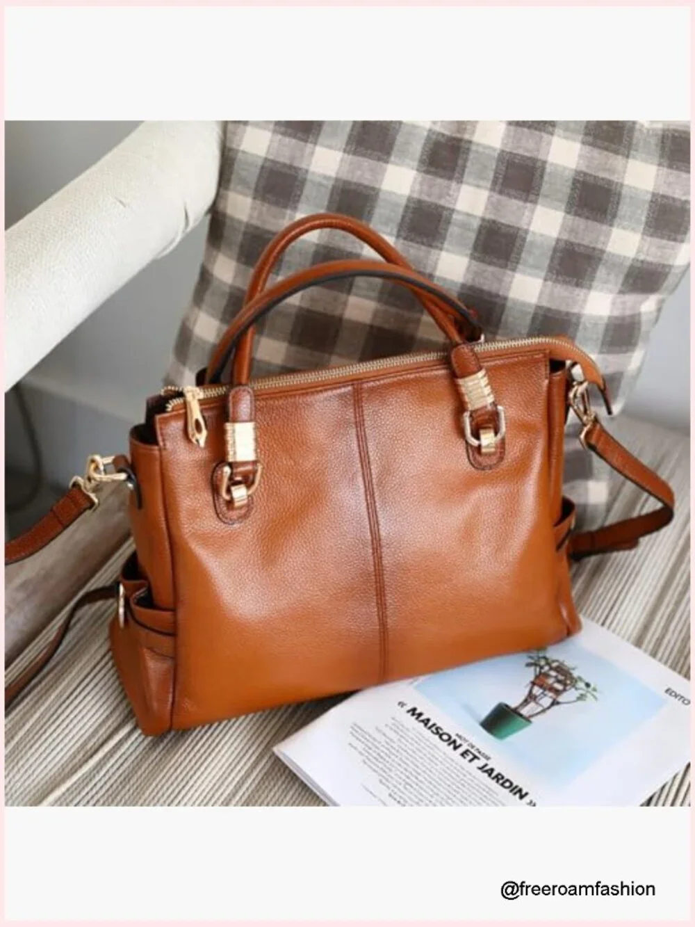 Genuine Leather Satchel Tote Shoulder Bag Laptop Bag Work Bag 14.56x4.92x11.02